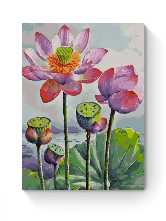 Картина по номерам на подрамнике «Лотосы» 70x50 см