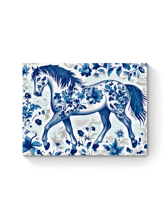 Картина по номерам на подрамнике «Конь гжель» 70x50 см