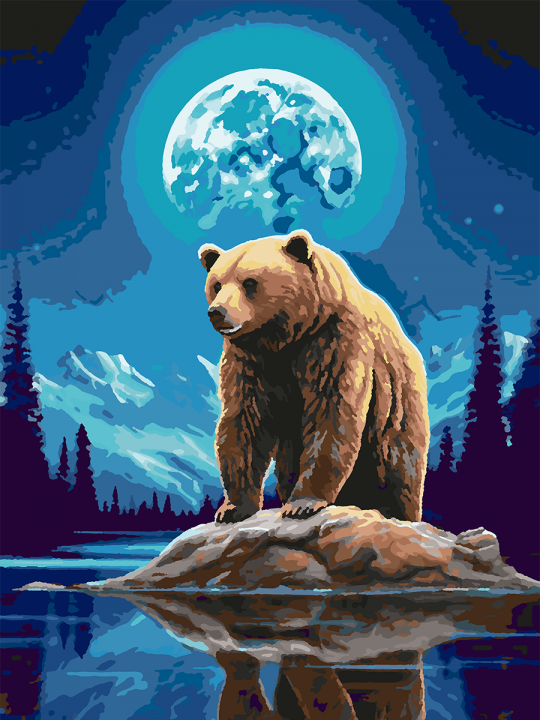 Картина по номерам без подрамника «Мишка и луна» 70x50 см Картина по номерам без подрамника «Мишка и луна» 70x50 см