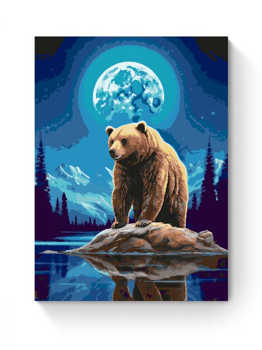 Картина по номерам на подрамнике «Мишка и луна» 70x50 см Картина по номерам на подрамнике «Мишка и луна» 70x50 см