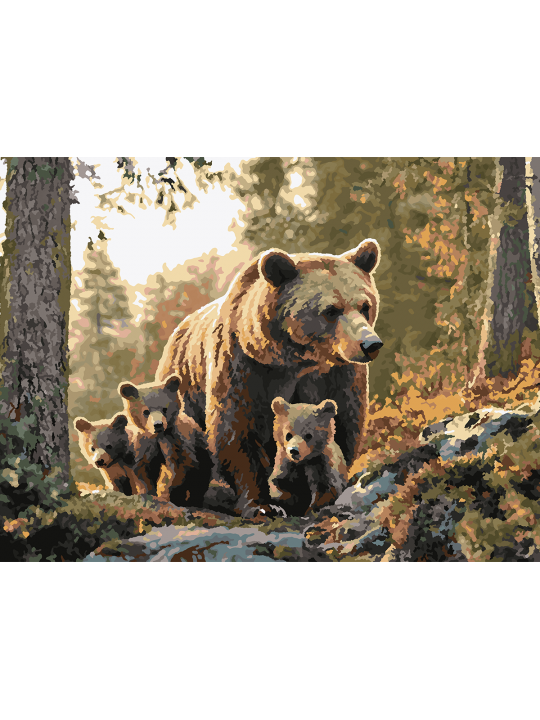 Картина по номерам без подрамника «Медведица» 70x50 см Картина по номерам без подрамника «Медведица» 70x50 см