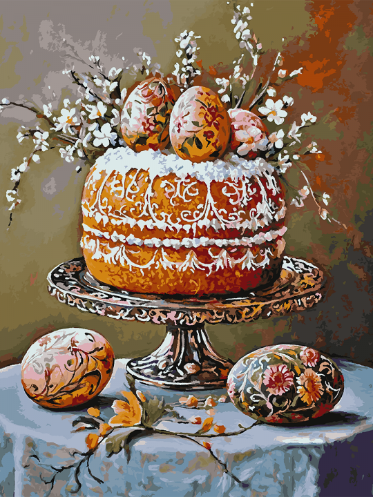 Картина по номерам без подрамника «Кулич к Пасхе» 130x100 см