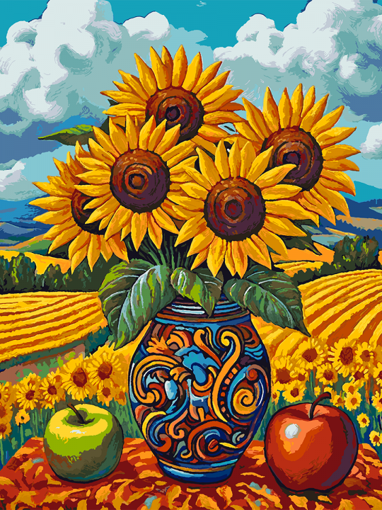 Картина по номерам без подрамника «Подсолнухи» 130x100 см