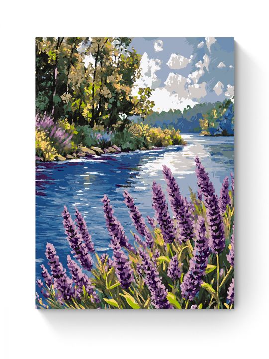 Картина по номерам на подрамнике «Шалфей у воды» 90x70 см
