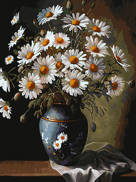 Картина по номерам без подрамника «Букет ромашек» 70x50 см