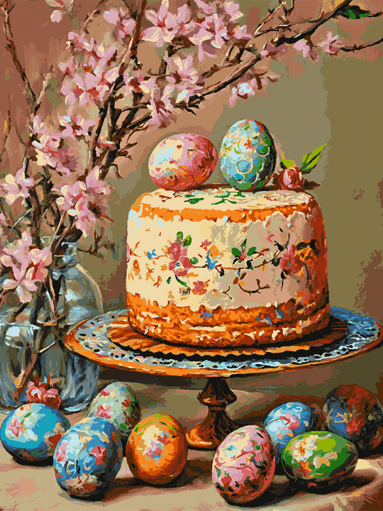 Картина по номерам без подрамника «Кулич к Пасхе» 130x100 см