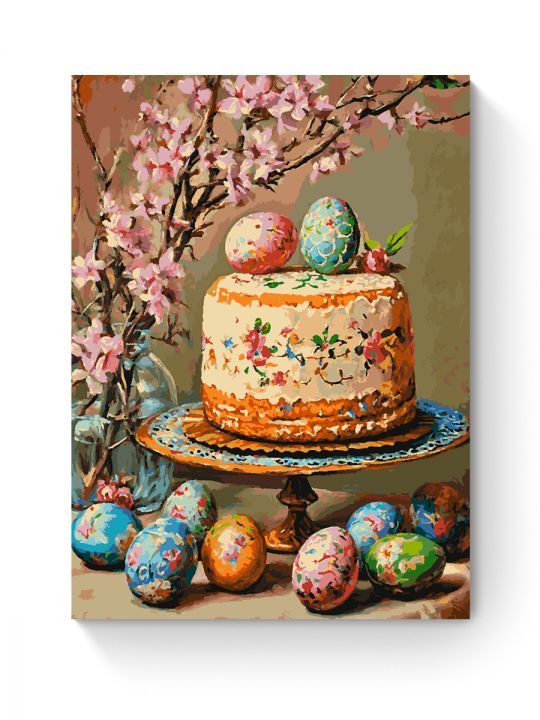 Картина по номерам на подрамнике «Кулич к Пасхе» 90x70 см