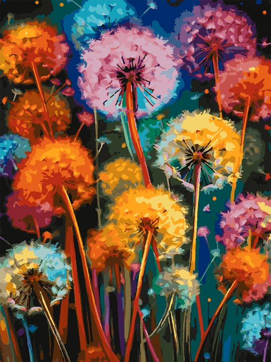 Картина по номерам без подрамника «Одуванчики» 70x50 см