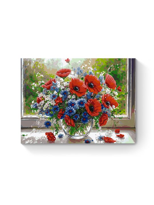 Картина по номерам на подрамнике «Букет маков» 70x50 см