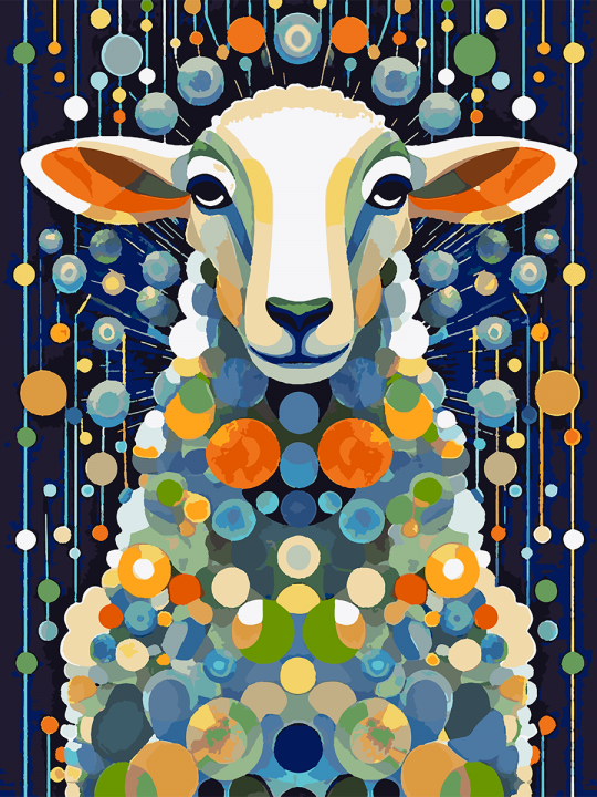 Картина по номерам без подрамника «Арт овечка» 90x70 см