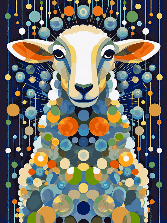 Картина по номерам без подрамника «Арт овечка» 130x100 см