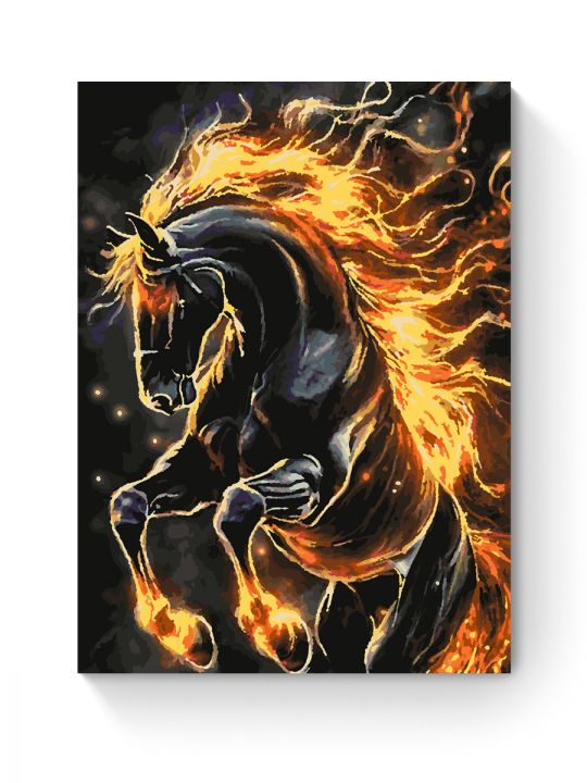 Картина по номерам на подрамнике «Огненный конь» 70x50 см