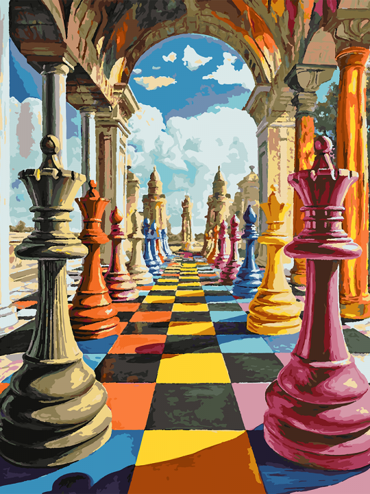 Картина по номерам без подрамника «Шахматы» 90x70 см