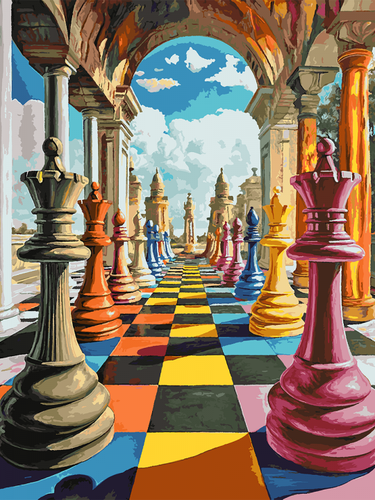 Картина по номерам без подрамника «Шахматы» 130x100 см