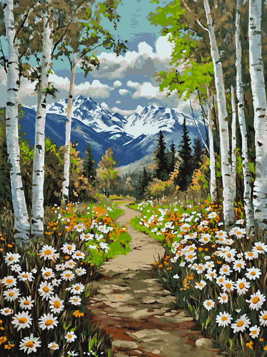 Картина по номерам без подрамника «Тропа в горы» 130x100 см