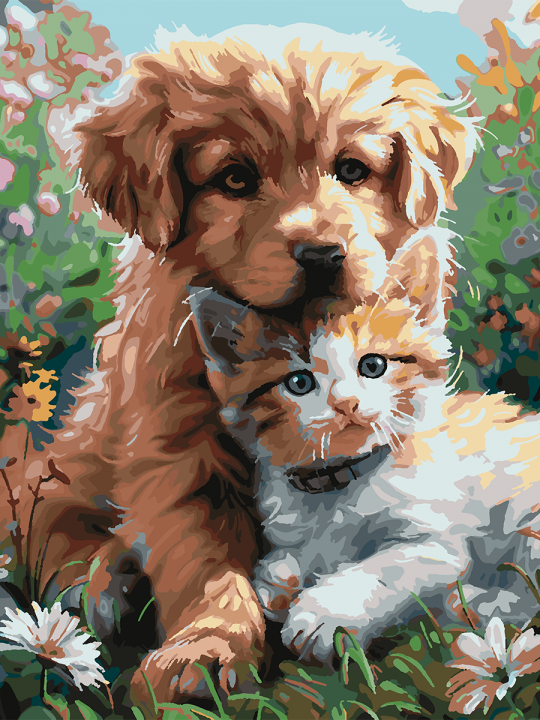 Картина по номерам без подрамника «Пушистики» 90x70 см Картина по номерам без подрамника «Пушистики» 90x70 см