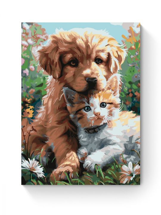 Картина по номерам на подрамнике «Пушистики» 90x70 см