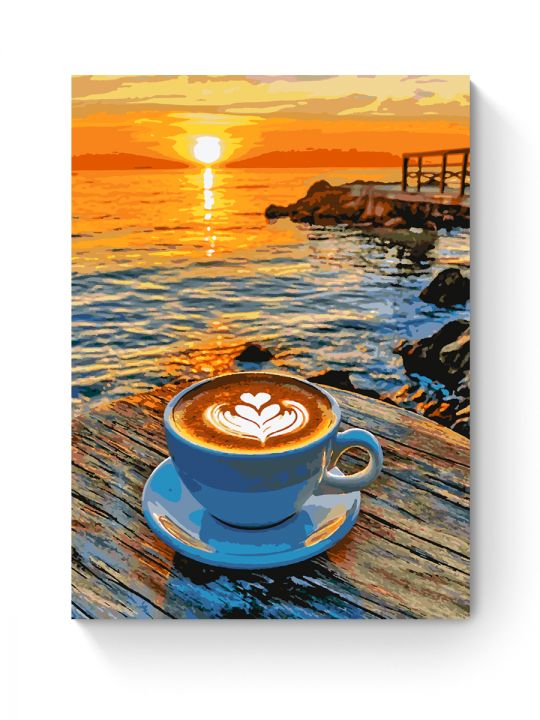 Картина по номерам на подрамнике «Кофе у моря» 90x70 см