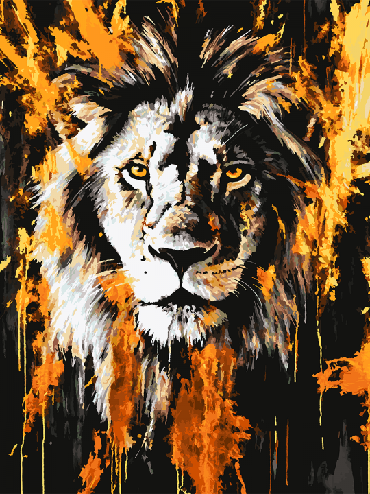 Картина по номерам без подрамника «Огненный лев» 130x100 см