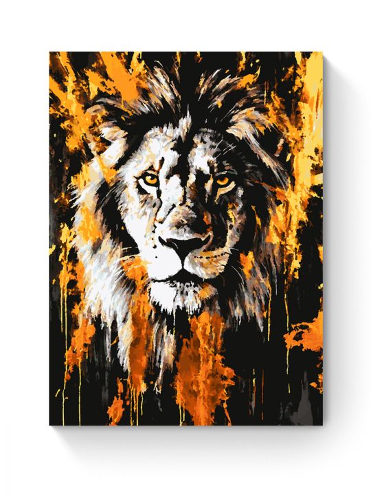 Картина по номерам на подрамнике «Огненный лев» 90x70 см