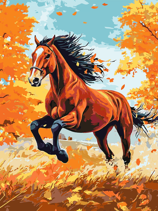 Картина по номерам без подрамника «Гнедой конь» 130x100 см