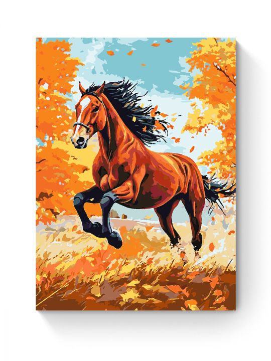 Картина по номерам на подрамнике «Гнедой конь» 90x70 см