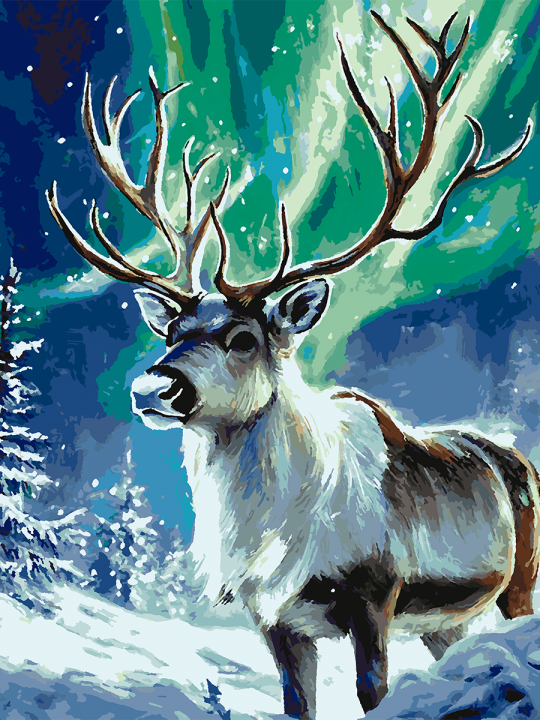 Картина по номерам без подрамника «Олень севера» 90x70 см Картина по номерам без подрамника «Олень севера» 90x70 см