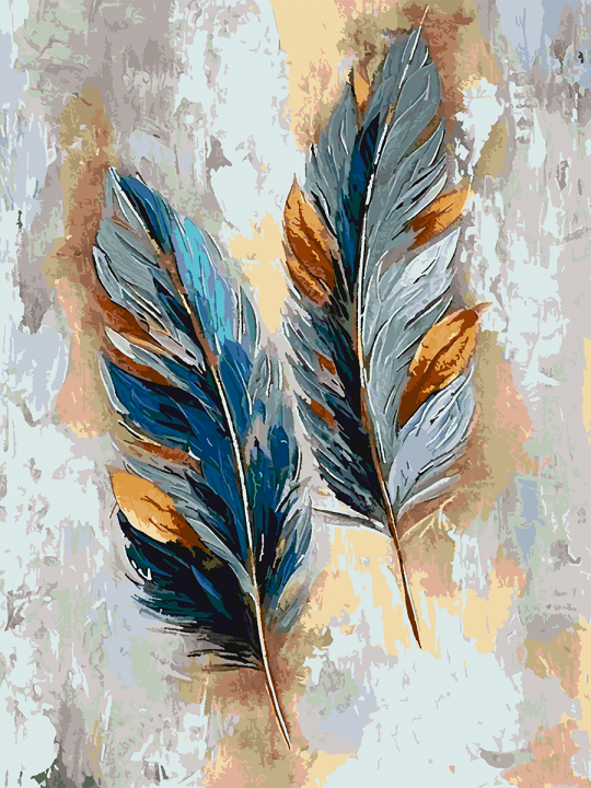 Картина по номерам без подрамника «Перья птиц» 130x100 см