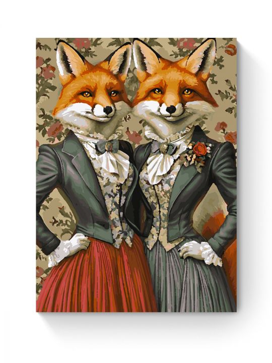 Картина по номерам на подрамнике «Сестры лисицы» 70x50 см