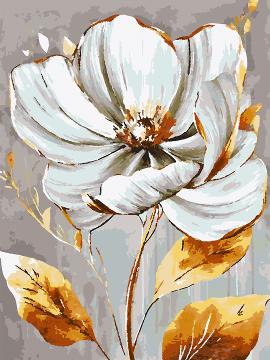 Картина по номерам без подрамника «Белый цветок» 70x50 см