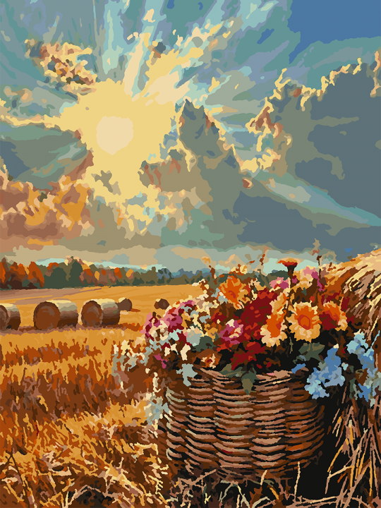 Картина по номерам без подрамника «Стога пшеницы» 70x50 см