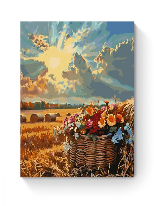 Картина по номерам на подрамнике «Стога пшеницы» 70x50 см