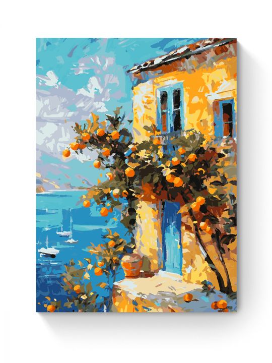 Картина по номерам на подрамнике «Домик у моря» 70x50 см