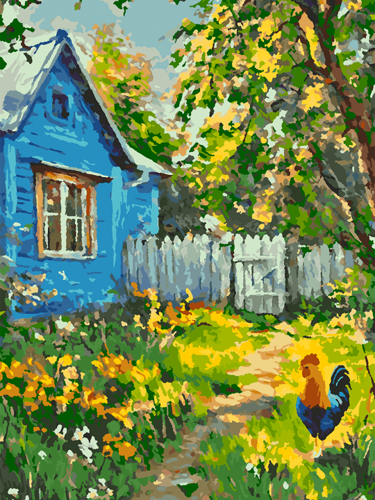 Картина по номерам без подрамника «Деревенька» 70x50 см