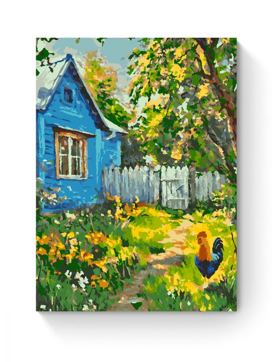 Картина по номерам на подрамнике «Деревенька» 70x50 см