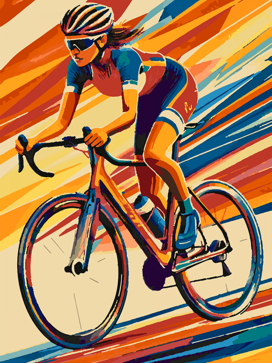 Картина по номерам без подрамника «Велоспорт» 70x50 см