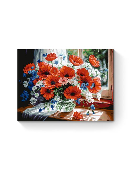 Картина по номерам на подрамнике «Букет маков» 70x50 см