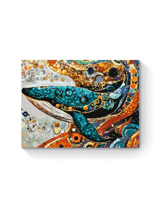 Картина по номерам на подрамнике «Кит в узорах» 70x50 см