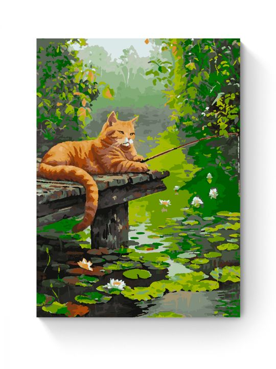 Картина по номерам на подрамнике «Кот-рыбак» 70x50 см