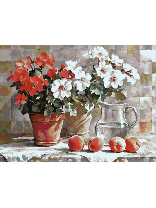 Картина по номерам без подрамника «Герань» 70x50 см