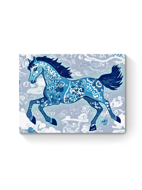 Картина по номерам на подрамнике «Лошадка гжель» 70x50 см