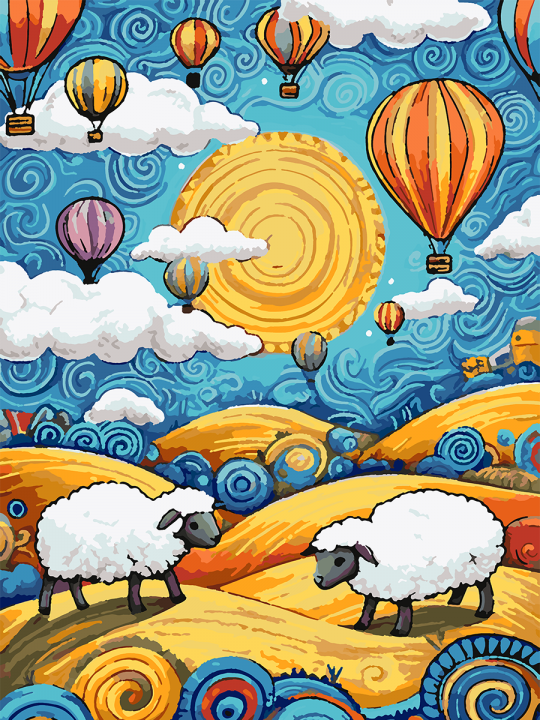 Картина по номерам без подрамника «Две овечки» 70x50 см