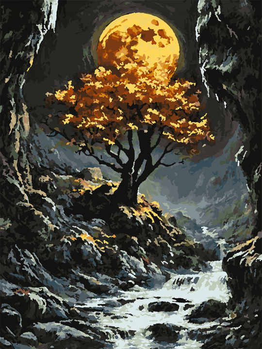 Картина по номерам без подрамника «Лунная ночь» 70x50 см