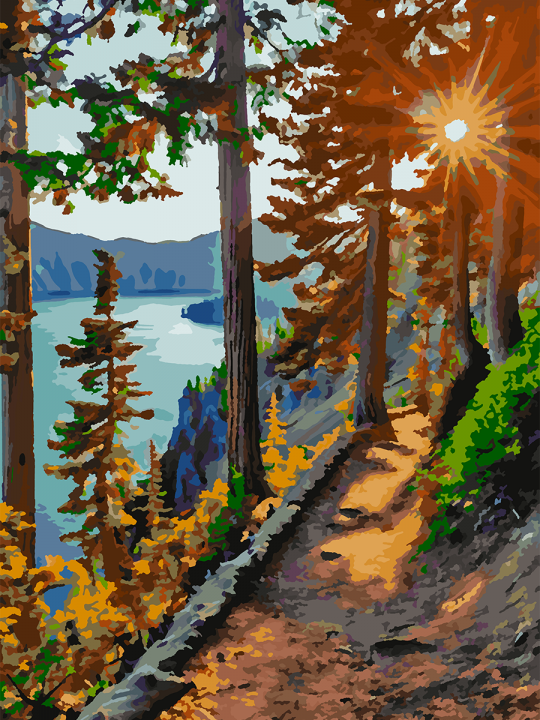 Картина по номерам без подрамника «Закат у озера» 70x50 см