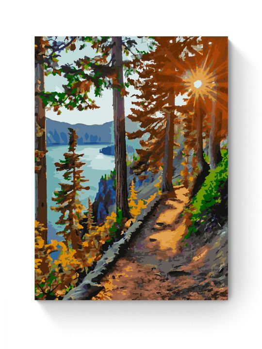 Картина по номерам на подрамнике «Закат у озера» 70x50 см