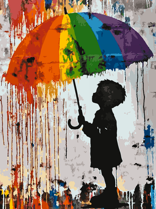 Картина по номерам без подрамника «Цветной дождь» 70x50 см