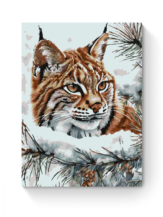 Картина по номерам на подрамнике «Рысь зимой» 70x50 см