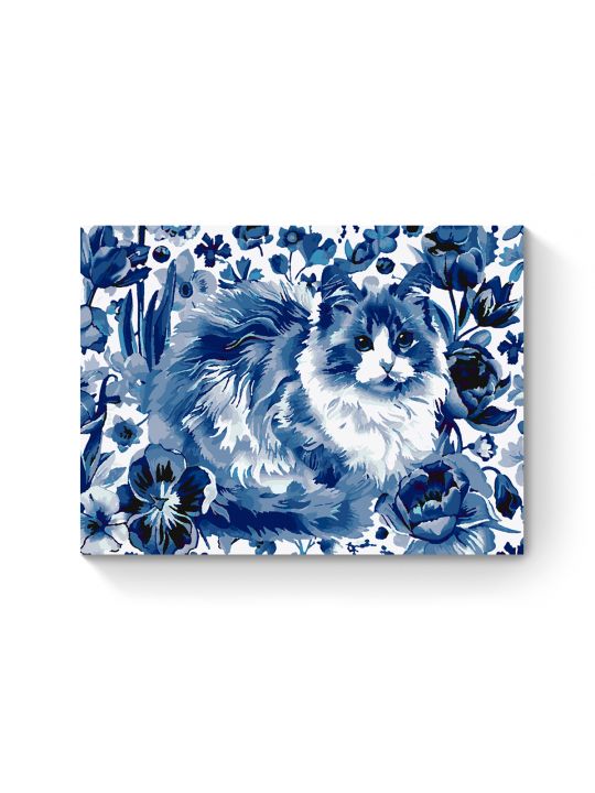 Картина по номерам на подрамнике «Кошка Гжель» 70x50 см