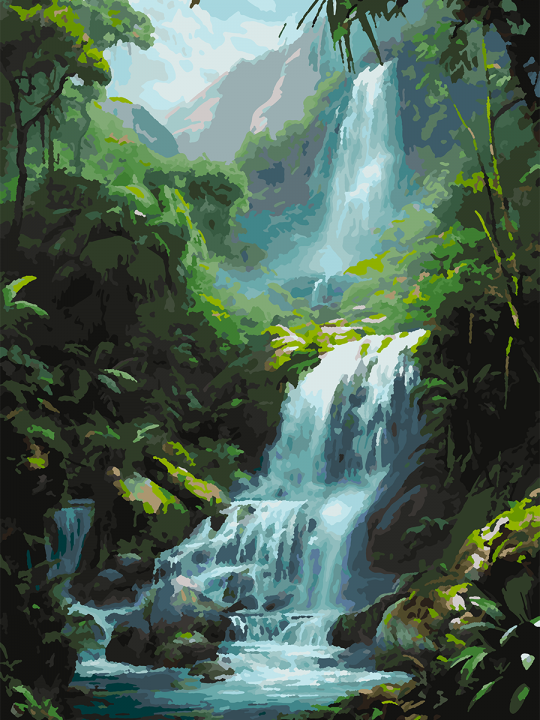 Картина по номерам без подрамника «Водопад» 70x50 см