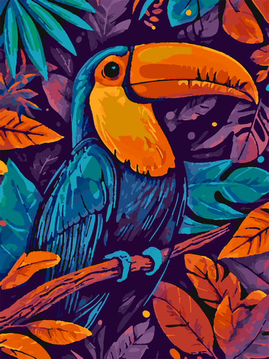 Картина по номерам без подрамника «Птица Тукан» 35x25 см